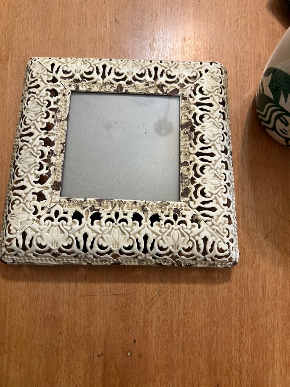 Vintage-Style Cream Filigree Square Picture Frame - Brand Unspecified